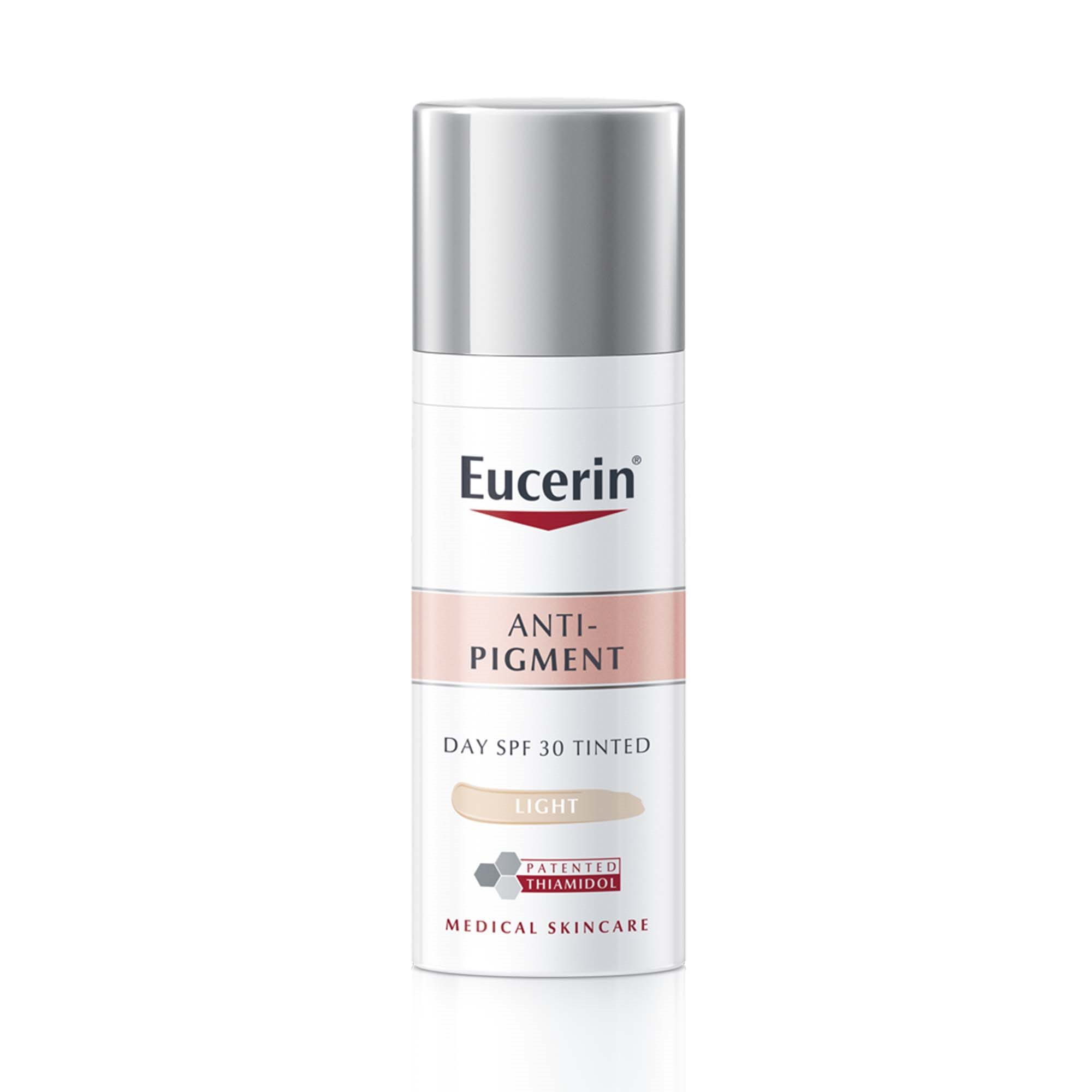 Eucerin Anti-Pigment dieninis šviesaus atspalvio kremas SPF 30 akimirksniu užmaskuoja ir sumažina pigmentines dėmes