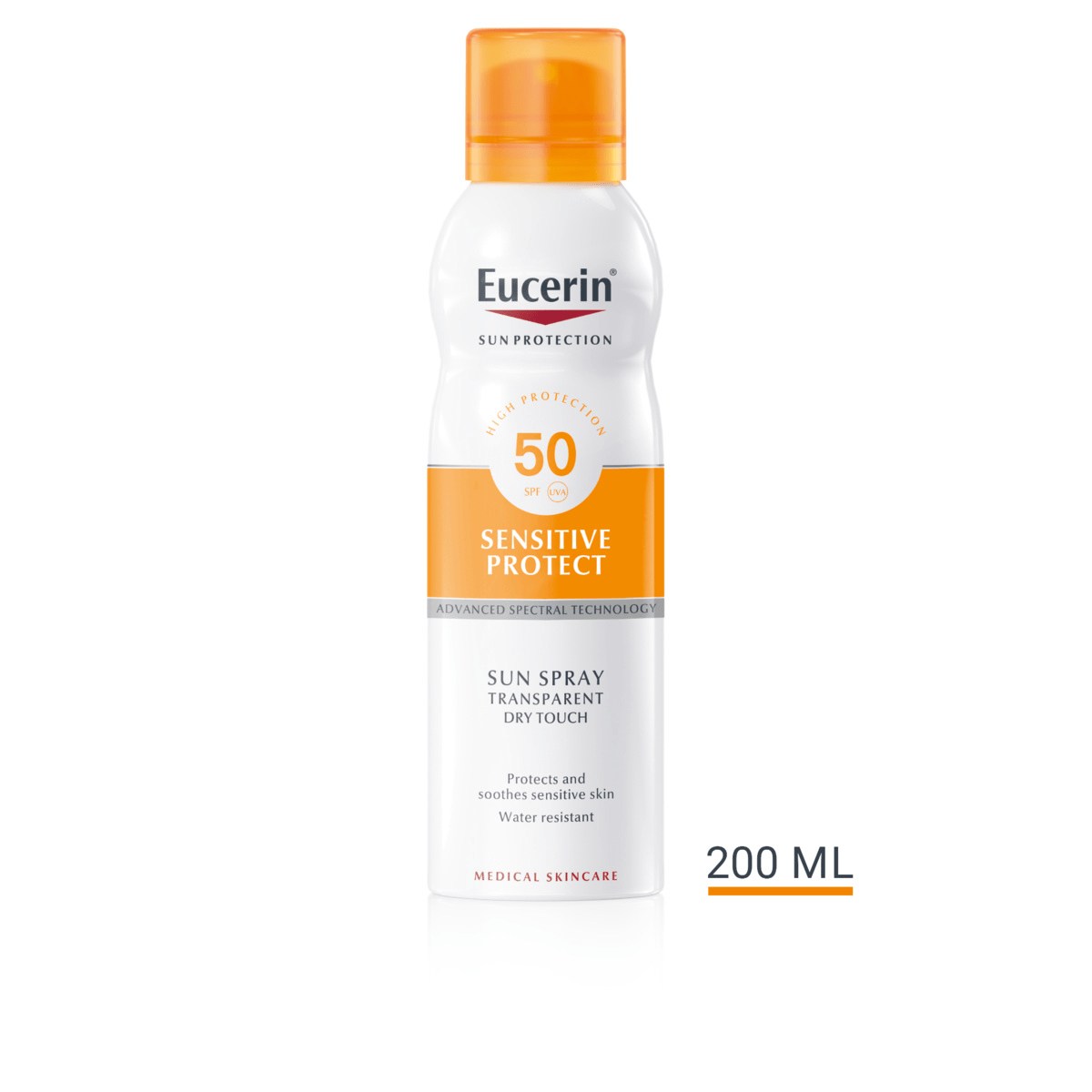 Eucerin Прозрачен охлаждащ слънцезащитен спрей за тяло Sensitive Protect SPF 50