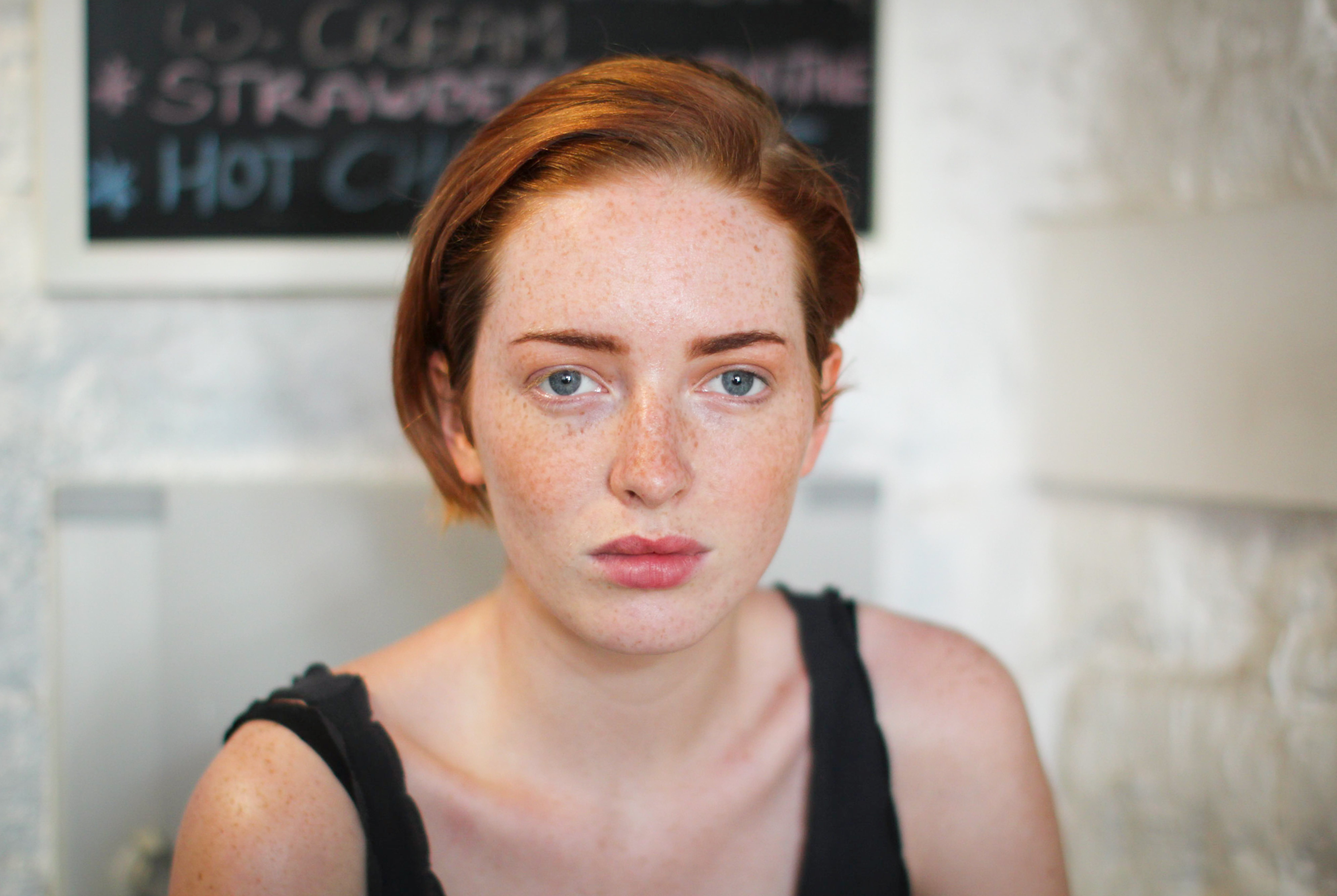 Headshot of woman with normal healthy skin type