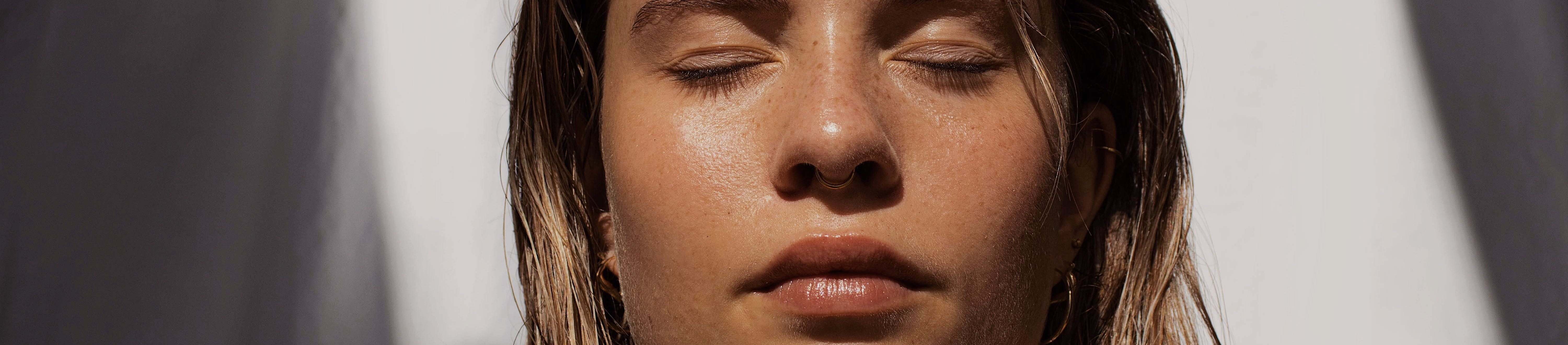 Headshot of woman with normal skin type