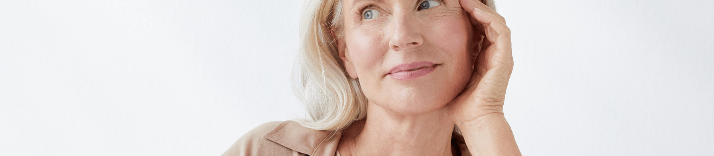older woman with neck wrinkles