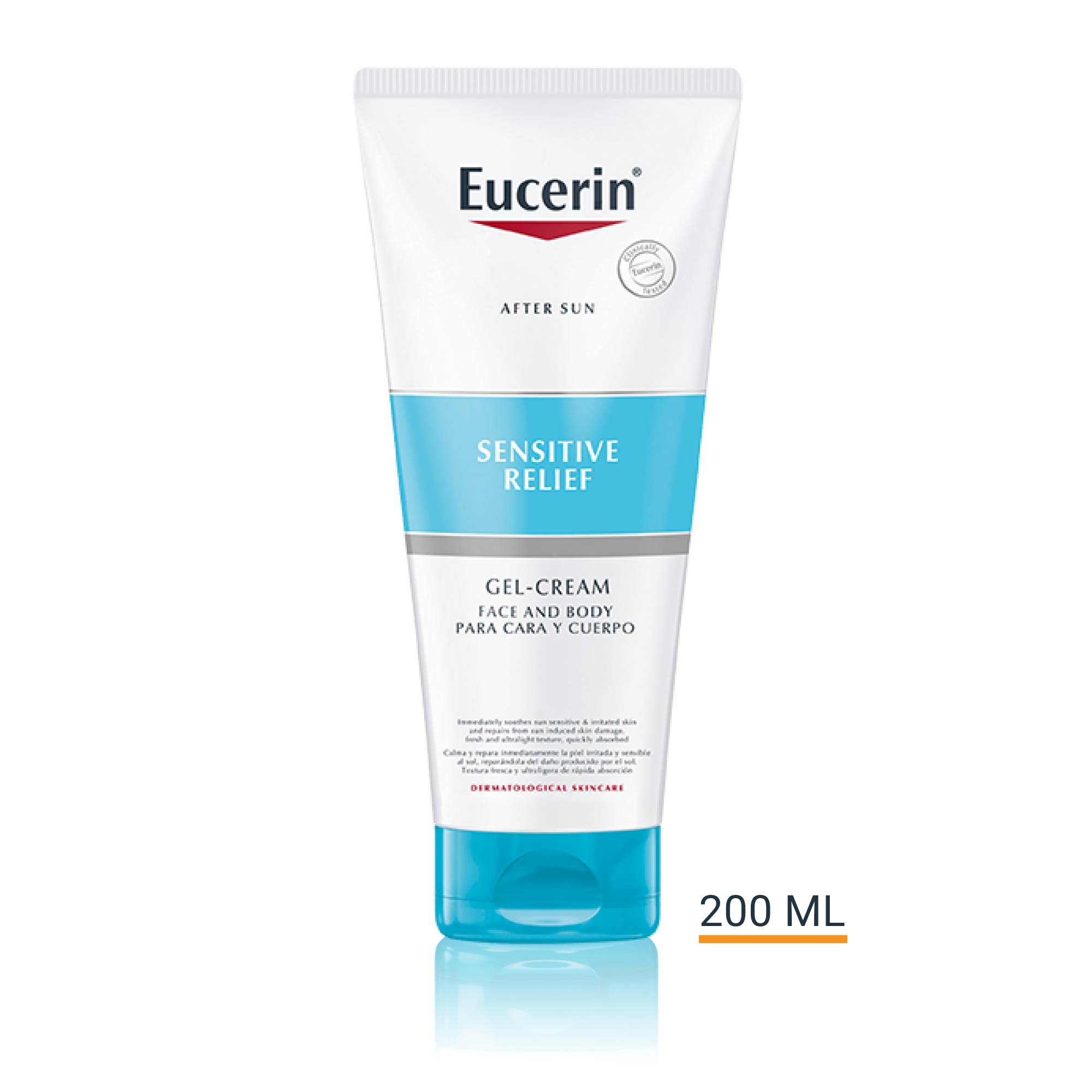 Produktbild med förpackningsstorlek för Eucerin After Sun Sensitive Relief Gel-Cream
