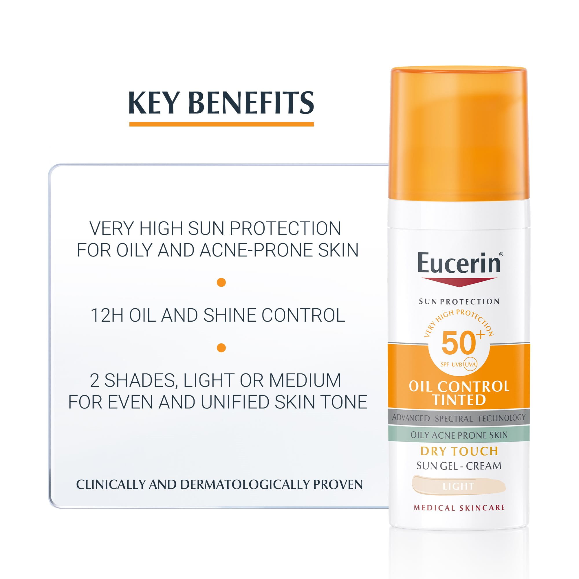 Eucerin oil control tinted gel-cream dry touch spf50+ 50ml 1.7fl.oz - Lyskin