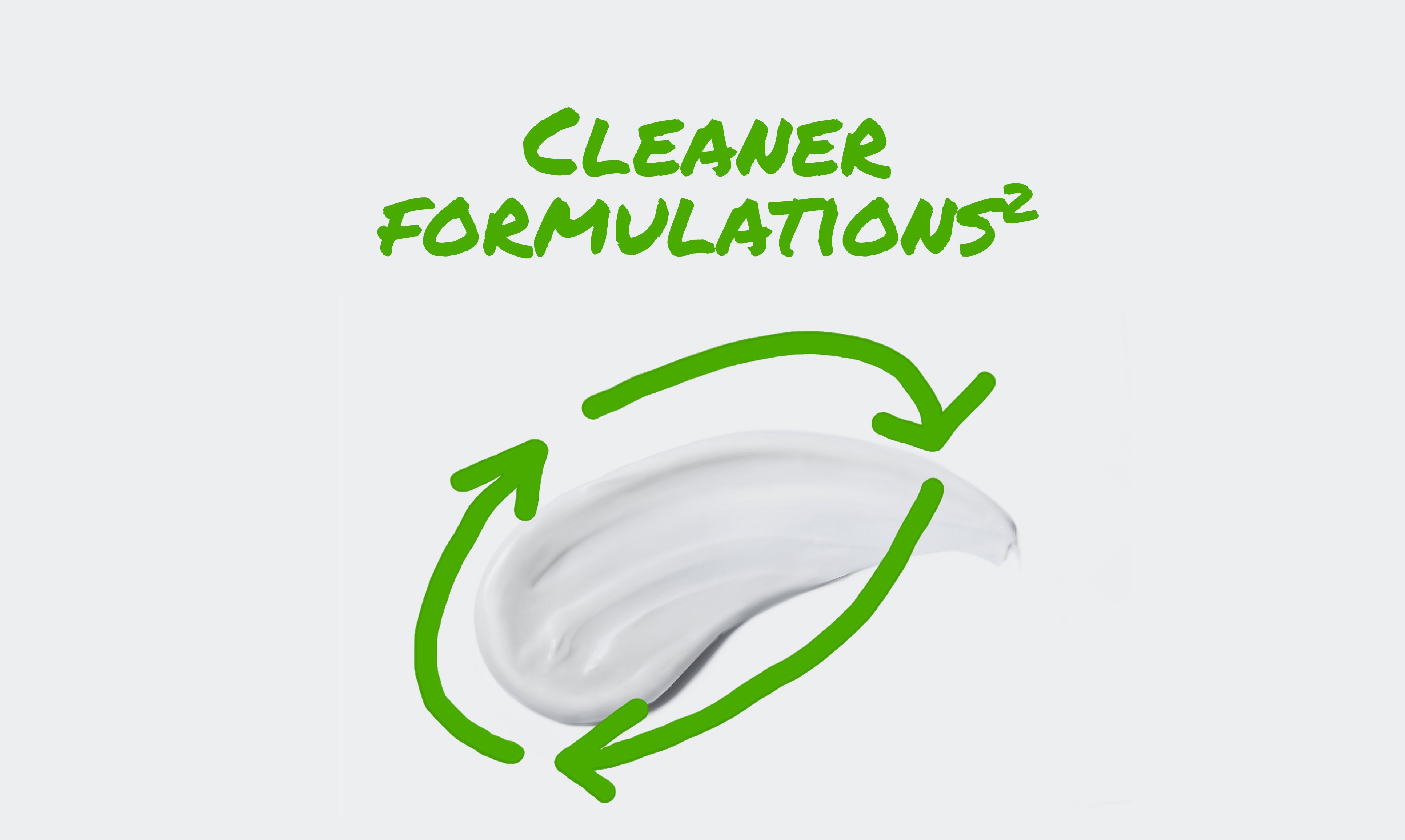 A smear of lotion encircled by a stylized recycling symbol