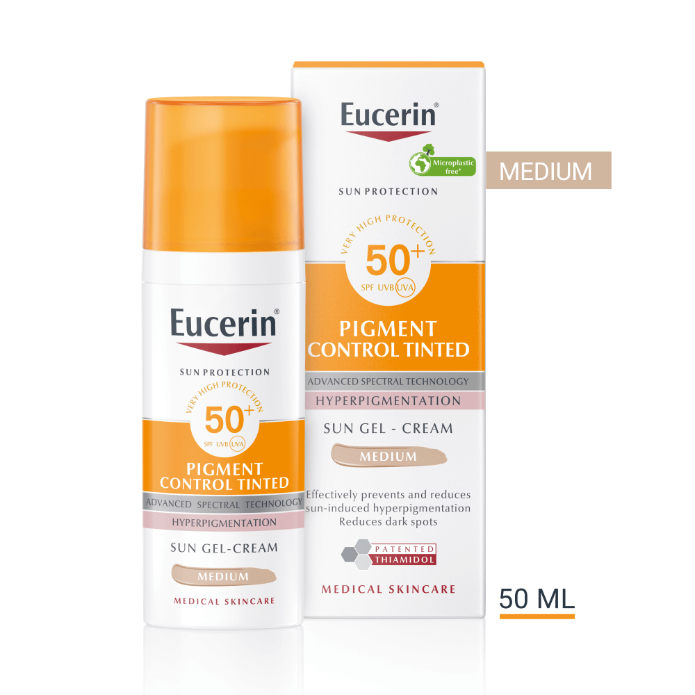 Eucerin Sun Pigment Control Színezett napozó fluid arcra medium SPF50+ 