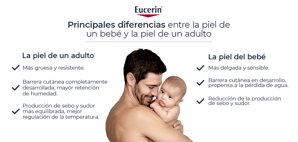 piel de un bebé y la piel de un adulto