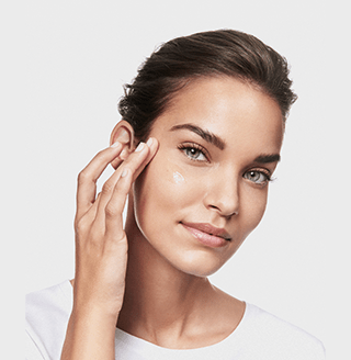 woman touching face
