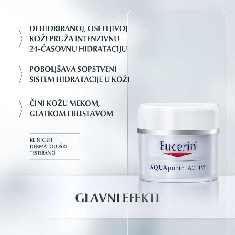 Eucerin AQUAporin ACTIVE Bogata hidratantna krema za lice - Glavni efekti