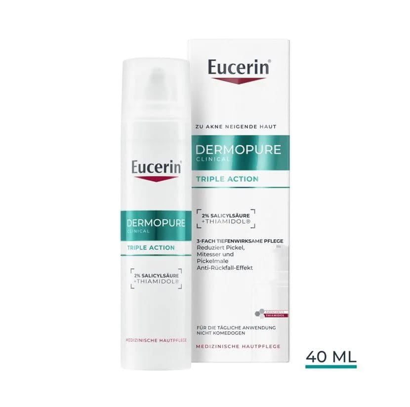 Eucerin DermoPure Triple Action Pflege gegen Pickel und Pickelmale, 40 ml