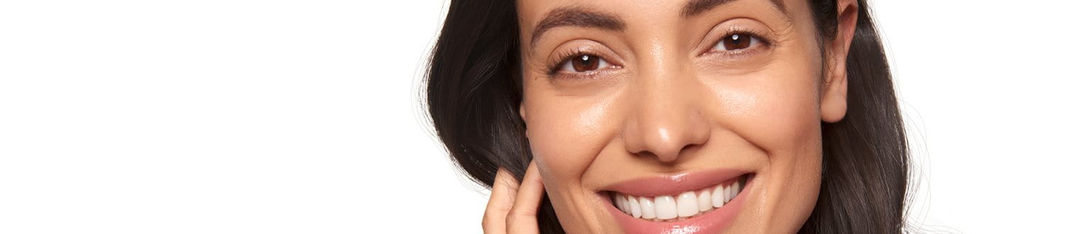 woman smiling on a white background