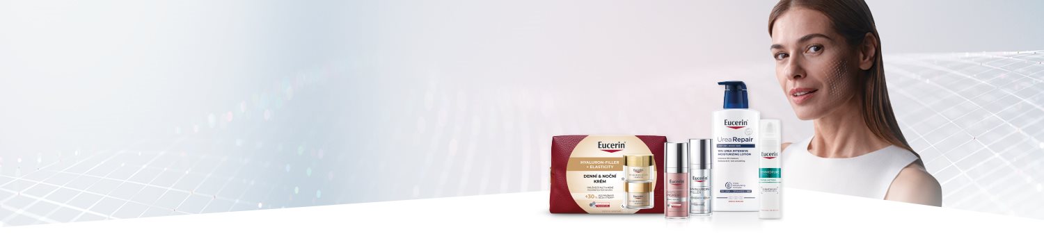 produkty Eucerin a modelka