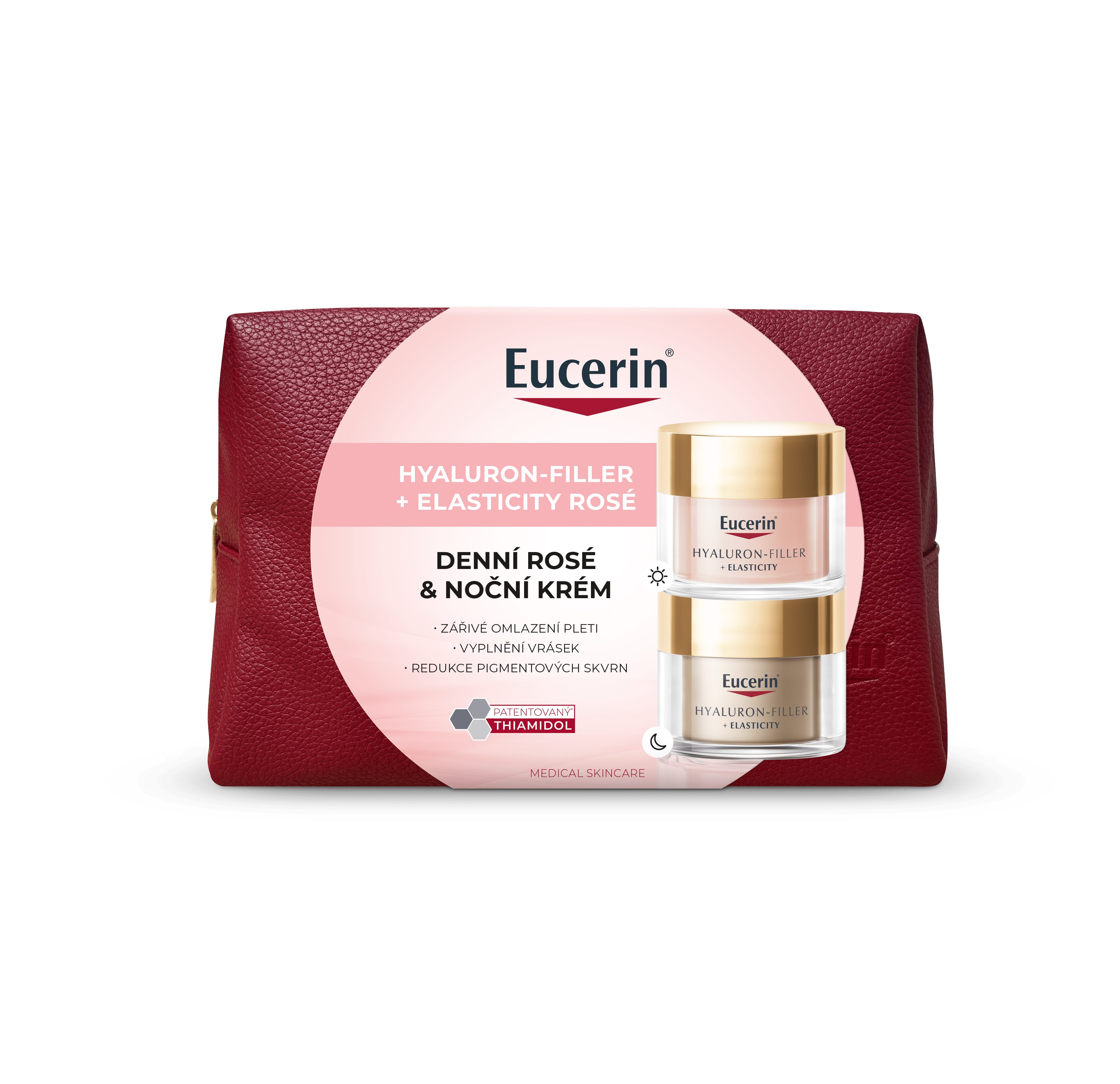 Vánoční balení Hyaluron-Filler + Elasticity Denní krém Rosé & Noční krém proti vráskám pro zralou pleť