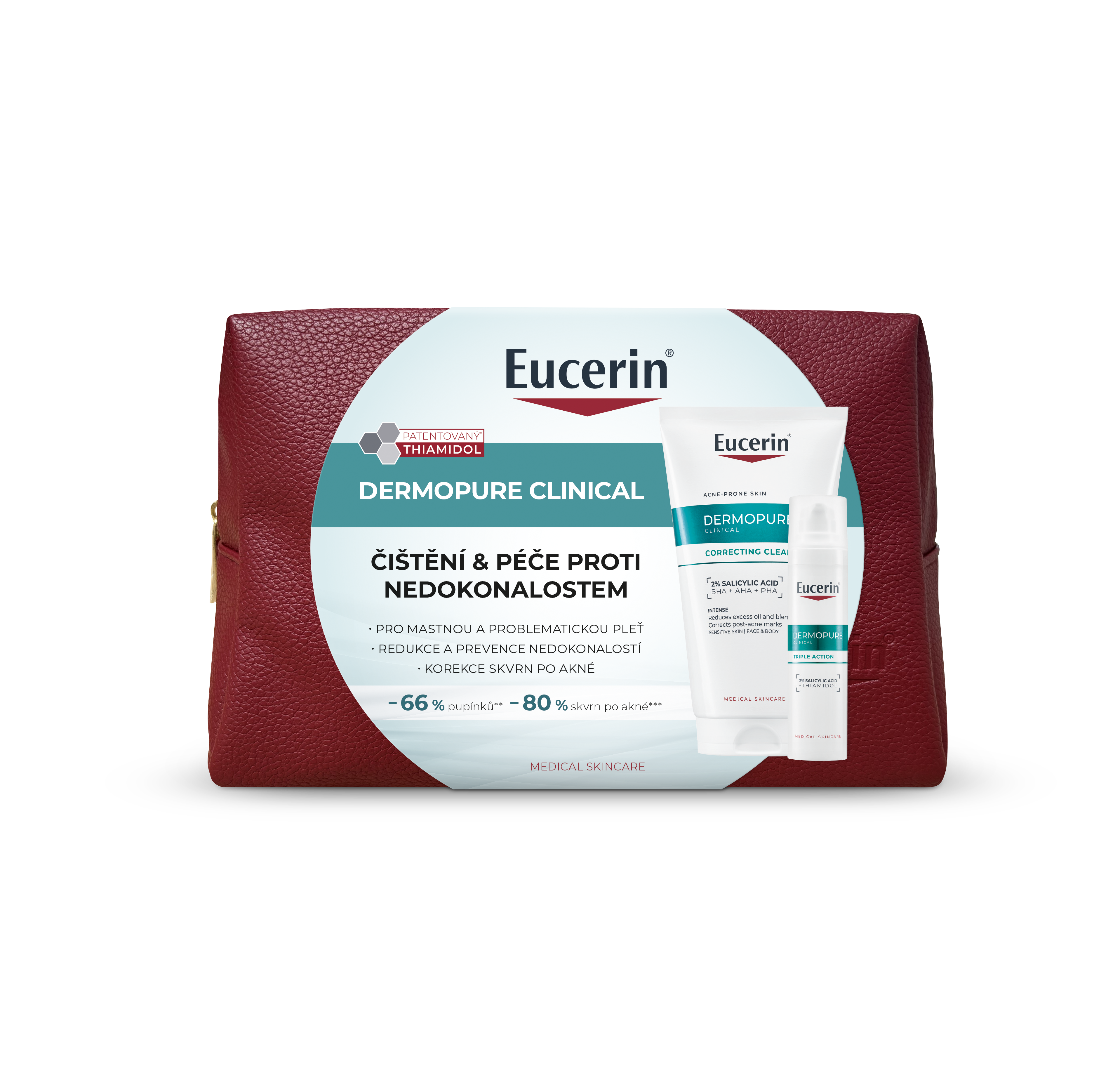 Vianočné balenie DermoPure Clinical Fluid s trojitým účinkom + Exfoliačný čistiací gél