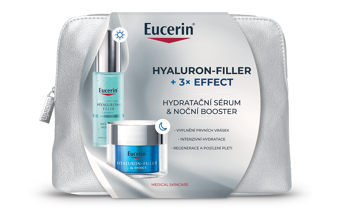 Vánoční taštička Eucerin Hyaluron-Filler + 3x Effect Hydratační a noční booster