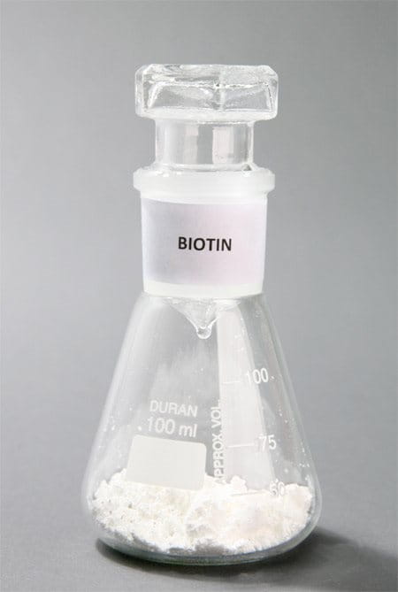 conical flask with Biotin (Vitamin B7)