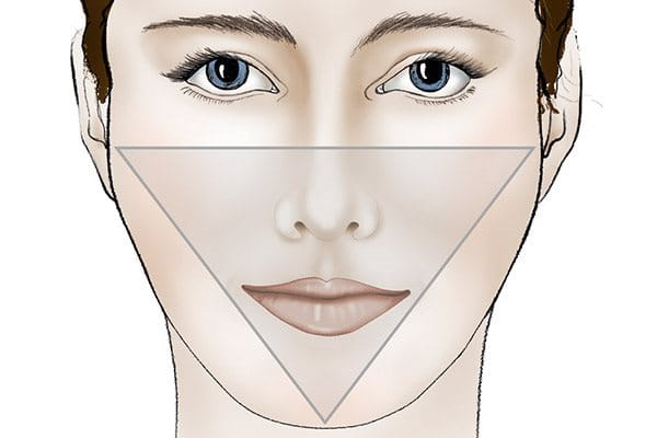 triangle of beauty on face
