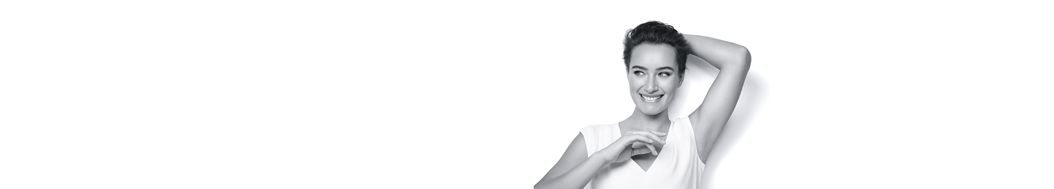 Female smiling in black and white