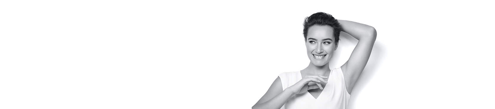 Female smiling in black and white