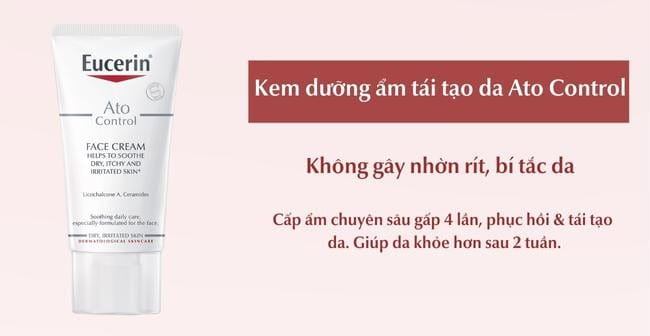 Cách chăm sóc da nhạy cảm vào mùa hè: Cấp ẩm cho da với kem dưỡng ẩm Ato Control của Eucerin