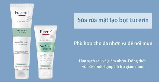 Cách dùng sữa rửa mặt tạo bọt Eucerin hỗ trợ giảm mụn