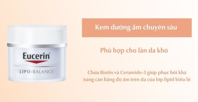 Kem dưỡng ẩm chuyên sâu Lipo-Balance của Eucerin giúp cấp ẩm đầy đủ cho da khô