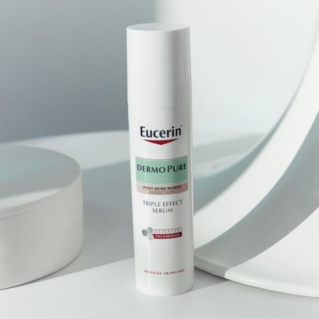 Eucerin Triple Effect Serum - bí quyết giảm mụn và làm sáng da