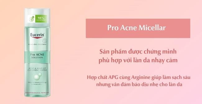 Nước tẩy trang Pro Acne của Eucerin hỗ trợ chăm sóc da nhạy cảm