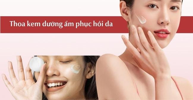 Chăm sóc da sau nặn mụn với kem dưỡng ẩm phục hồi và tái tạo da