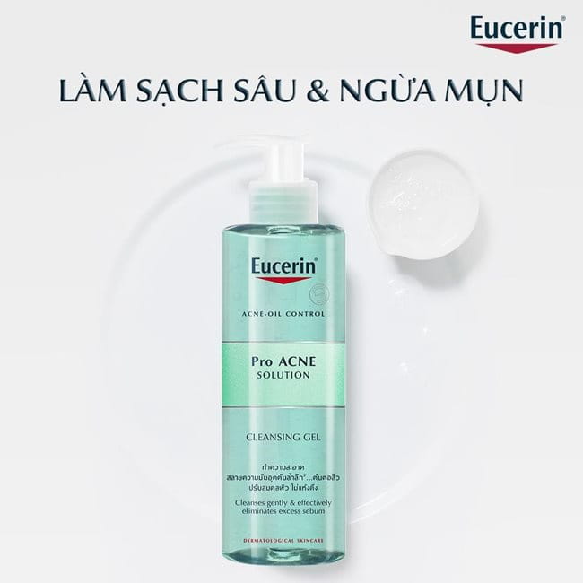 Gel rửa mặt cho da nhờn mụn Eucerin ProAcne Cleansing Gel 