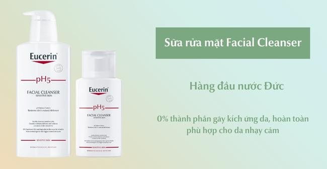 Sữa rửa mặt Facial Cleanser của Eucerin hỗ trợ skincare cho da nhạy cảm