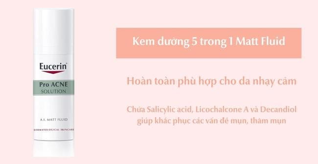 Kem dưỡng giảm mụn Eucerin Pro Acne A.I Matt Fluid Eucerin