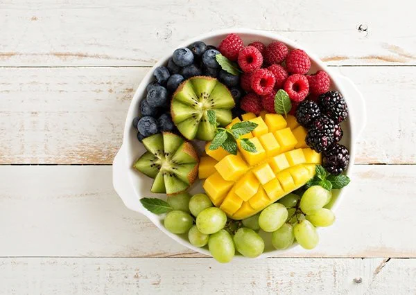 Bowl with fresh fruits