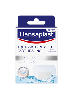 A package of Hansaplast Aqua Protect XL Fast Healing plasters