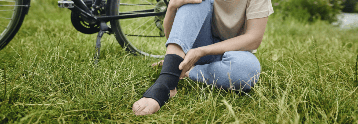 woman experiencing a sprained ankle