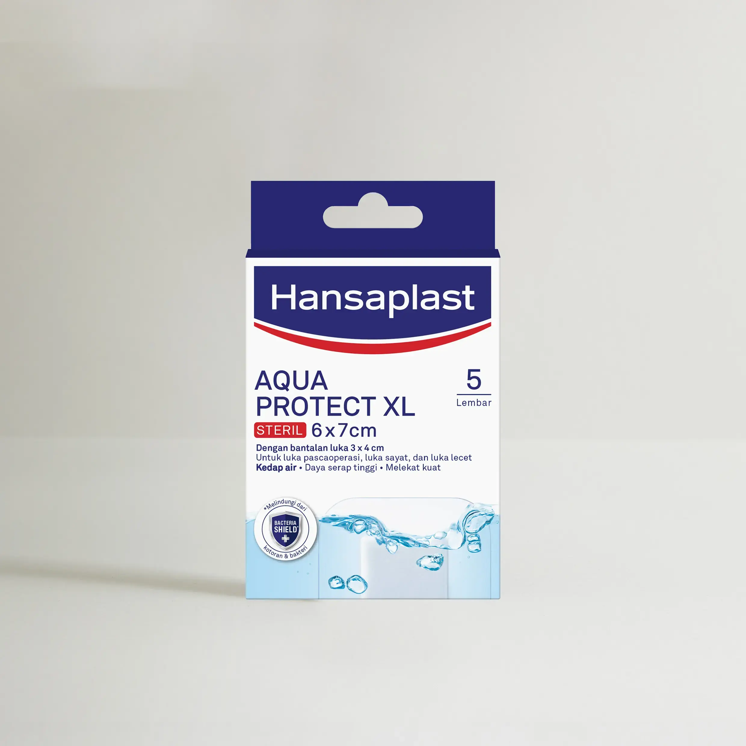 Rawat luka bernanah dengan Hansaplast Aqua Protect XL.